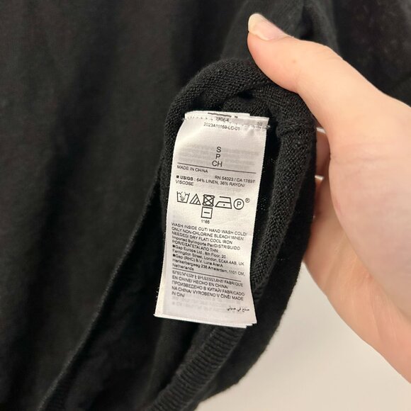 Banana Republic Raglan Short Sleeve Linen Blend Top in Black Size S - Picture 6 of 6